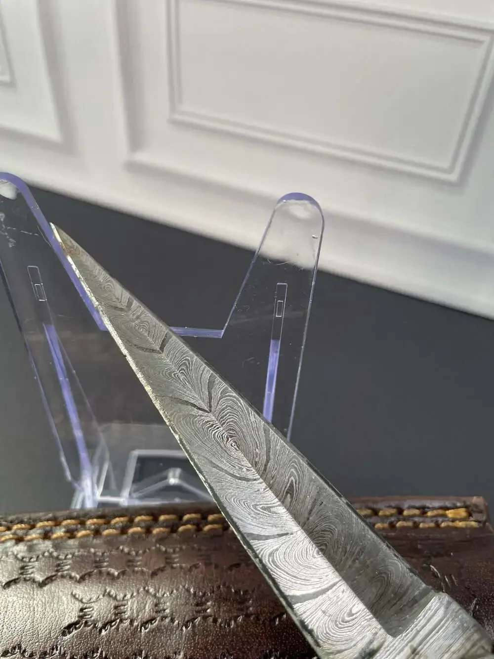 Purse & Boot accessory . Custom Hand Forged Damascus Steel Boot knife.